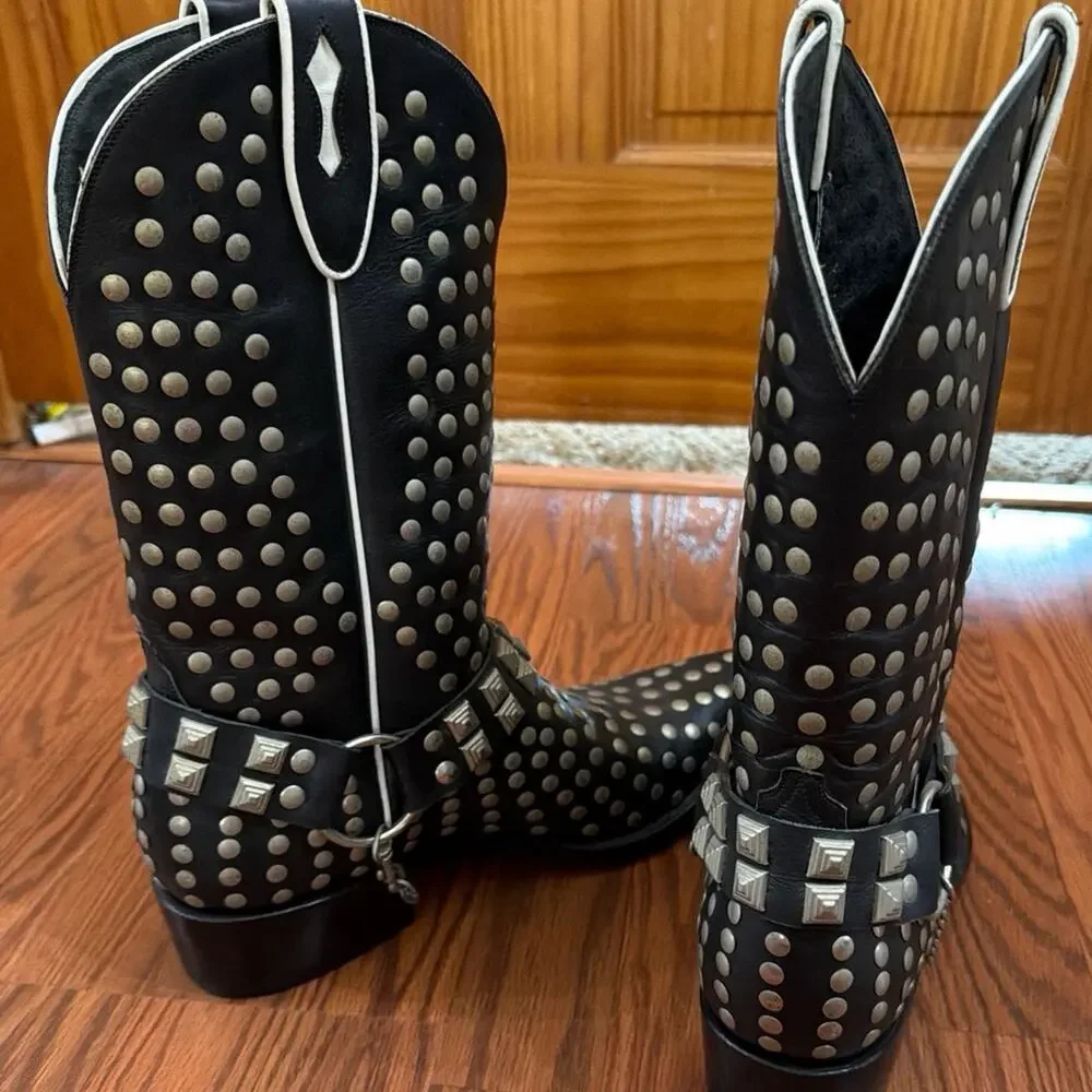 SENDRA Alcalas Mens Studded Boots Hand Crafted Real Leather Size 10 narrows